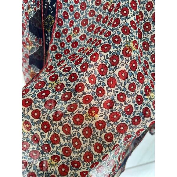 Lucky Brand Womens Sheer Blouse Plus Size 2X Americana Boho Chiffon Mixed Print - Picture 6 of 12